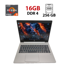 Ультрабук HP ProBook 445 G7 / 14" (1920x1080) TN / AMD Ryzen 5 Pro 4500U (6 ядер по 2.3 - 4.0 GHz) / 16 GB DDR4 / 256 GB SSD M.2 / AMD Radeon RX Vega 6 / WebCam / Мышка и коврик в подарок