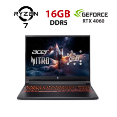 Ігровий ноутбук Acer Nitro 16 AN16-42-R6U0 / 16" (1920x1200) IPS / AMD Ryzen 7 8845HS (8 (16) ядер по 3.8 - 5.1 GHz) / 16 GB DDR5 / 240 GB SSD / nVidia GeForce RTX 4060, 8 GB GDDR6, 128-bit / WebCam
