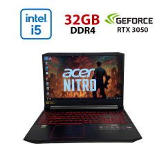 Игровой ноутбук Acer Nitro 5 AN515-55 / 15.6" (1920x1080) IPS / Intel Core i5-10300H (4 (8) ядра по 2.5 - 4.5 GHz) / 32 GB DDR4 / 256 GB SSD + 512 GB SSD / nVidia GeForce RTX 3050, 4 GB GDDR6, 128-bit / WebCam