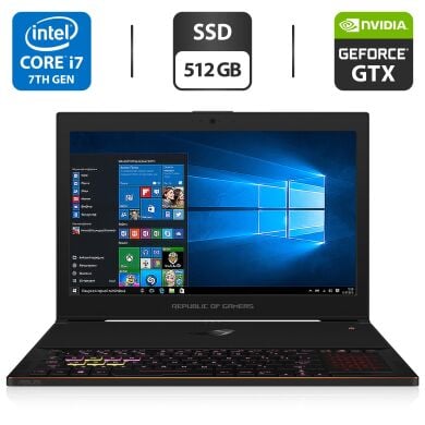 Ігровий ноутбук Asus ROG Zephyrus GX501V / 15.6" (1920x1080) IPS / Intel Core i7-7700HQ (4 (8) ядра по 2.8 - 3.8 GHz) / 16 GB DDR4 / 512 GB SSD / nVidia GeForce GTX 1080, 8 GB GDDR5X, 256-bit / WebCam / HDMI