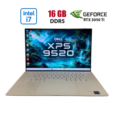 Игровой ноутбук Dell XPS 15 9520 / 15.6" (3456x2160) OLED / Intel Core i7-12700H (14 (20) ядер по 3.5 - 4.7 GHz) / 16 GB DDR5 / 1000 GB SSD / nVidia GeForce RTX 3050 Ti, 4 GB GDDR6, 128-bit / WebCam