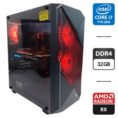 Ігровий ПК GameMax Revolt ARGB Tower / Intel Core i7-7700 (4 (8) ядра по 3.6 - 4.2 GHz) / 32 GB DDR4 / 256 GB SSD M.2 + 480 GB SSD + 500 GB HDD / AMD Radeon RX 570, 8 GB GDDR5, 256-bit / 850W
