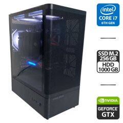 Игровой ПК Prologix GM-01MAB Tower / Intel Core i7-6700K (4 (8) ядра по 4.2 - 4.2 GHz) / 24 GB DDR4 / 256 GB SSD M.2 + 1000 GB HDD / nVidia GeForce GTX 1070, 8 GB GDDR5, 256-bit / 600W + Кабели подключения, переходник, пульт управления