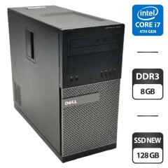 Компьютер Dell OptiPlex 9010 Tower / Intel Core i7-3770 (4 (8) ядра по 3.4 - 3.9 GHz) / 8 GB DDR3 / 128 GB SSD NEW / Intel HD Graphics 4000 / DVD-ROM / VGA