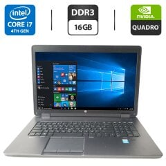Мобильная рабочая станция HP ZBook 17 G1 / 17.3" (1600x900) TN / Intel Core i7-4700MQ (4 (8) ядра по 2.4 - 3.4 GHz) / 16 GB DDR3 / 200 GB SSD + 500 GB HDD / nVidia Quadro K610M, 1 GB GDDR5, 64-bit / WebCam / DVD-ROM