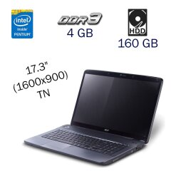 Ноутбук Acer 7736 / 17.3" (1600x900) TN / Intel Pentium T4400 (2 ядра по 2.2 GHz) / 4 GB DDR3 / 160 GB HDD / nVidia GeForce 210, 512 MB DDR3, 64-bit / WebCam / DVD-ROM / NEW AKB