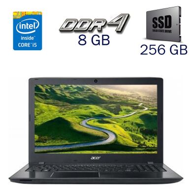 Ноутбук Acer Aspire E5-575G / 15.6" (1920x1080) IPS / Intel Core i5-7200U (2 (4) ядра по 2.5 - 3.1 GHz) / 8 GB DDR4 / 256 GB SSD / Intel HD Graphics 620 / WebCam Ноутбук Acer Aspire E5-575G / 15.6" (1920x1080) IPS / Intel Core i5-7200U (2 (4) ядра по 2.5 - 3.1 GHz) / 8 GB DDR4 / 256 GB SSD / Intel HD Graphics 620 / WebCam