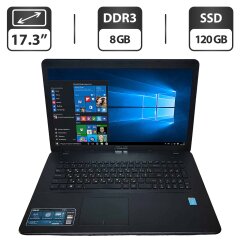 Ноутбук Б-класс Asus F751L / 17.3" (1600x900) TN / Intel Core i3-4030U (2 (4) ядра по 1.9 GHz) / 8 GB DDR3 / 120 GB SSD / Intel HD Graphics 4400 / WebCam / VGA