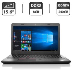 Ноутбук Б-класс Lenovo ThinkPad E550 / 15.6" (1366x768) TN / Intel Core i3-4005U (2 (4) ядра по 1.7 GHz) / 8 GB DDR3 / 240 GB SSD NEW / Intel HD Graphics 4400 / WebCam / HDMI / Windows 10 Pro