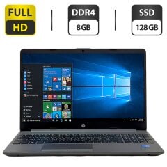 Ноутбук HP 250 G8 / 15.6" (1920x1080) TN / Intel Celeron N4020 (2 ядра по 1.1 - 2.8 GHz) / 8 GB DDR4 / 128 GB SSD / Intel UHD Graphics 600 / WebCam / Windows 10 Pro