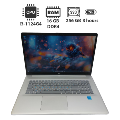 Ноутбук HP Laptop 17 / 17.3" (1920x1080) IPS / Intel Core i3-1124G4 (4 (8) ядра по 2.0 - 3.7 GHz) / 16 GB DDR4 / 256 GB SSD / Intel UHD Graphics / WebCam / Windows 11 Pro