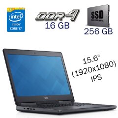 Рабочая станция Dell Precision 7520 / 15.6" (1920x1080) IPS / Intel Core i7-7700HQ (4 (8) ядра по 2.8 - 3.8 GHz) / 16 GB DDR4 / 256 GB SSD / nVidia Quadro M1200, 4 GB GDDR5, 128-bit / WebCam