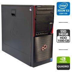 Робоча станція Fujitsu Celsius W530 Workstation Tower / Intel Xeon E3-1246 v3 (4 (8) ядра по 3.5 - 3.9 GHz) / 16 GB DDR3 / 240 GB SSD + 1000 GB HDD / nVidia Quadro 600, 1 GB GDDR3, 128-bit / DVD-ROM / 380W