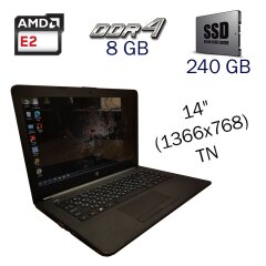 Ультрабук HP 14-bw0 / 14" (1366x768) TN / AMD E2-9000e (2 ядра по 1.5 GHz) / 8 GB DDR4 / 240 GB SSD / AMD Radeon R2 Mobile Graphics 2 GB / WebCam