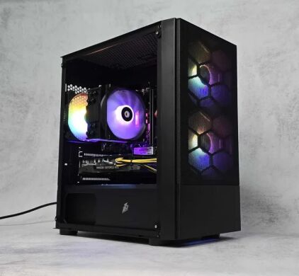 Ігровий ПК 1stPlayer Firebase X4 M Black Tower / AMD Ryzen 5 8400F (6 (12) ядер по 4.2 - 4.7 GHz) / 32 GB DDR5 / 512 GB SSD M.2 / nVidia GeForce RTX 2060 Super, 8 GB GDDR6, 256-bit / 750W