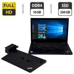 Ноутбук Lenovo ThinkPad T470 / 14" (1920x1080) IPS Touch / Intel Core i5-7300U (2 (4) ядра по 2.6 - 3.5 GHz) / 16 GB DDR4 / 256 GB SSD / Intel HD Graphics 520 / WebCam / Windows 10 Pro + Lenovo Dock Station