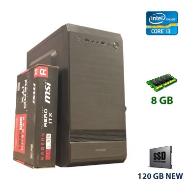 1stPlayer M3 Tower / Intel Core i3-4140 (2 (4) ядра по 3.4 GHz) / 8 GB DDR3 / 120 GB SSD NEW / AMD Radeon RX 550, 2 GB GDDR5, 128-bit / 500W