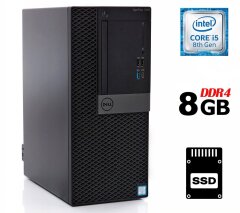 Комп'ютер Dell OptiPlex 7060 Tower / Intel Core i5-8500 (6 ядер по 3.0 - 4.1 GHz) / 8 GB DDR4 / 240 GB SSD / Intel UHD Graphics 630 / 260W / USB 3.1 / DisplayPort