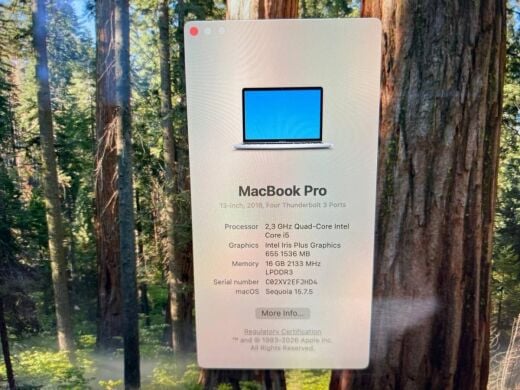 Ультрабук Apple MacBook Pro 13 2018 / 13.3" (2560x1600) IPS / Intel Core i5-8259U (4 (8) ядра по 2.3 - 3.8 GHz) / 16 GB DDR3 / 500 GB SSD / Intel Iris Plus Graphics 655 / WebCam / MacOS