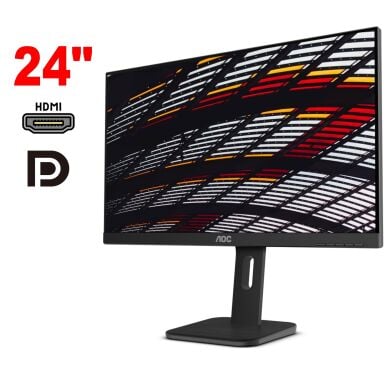Монитор AOC 24P1 / 24" (1920x1080) IPS / 1x HDMI, 1x DisplayPort, 1x DVI, 1x VGA, 4x USB 3.0, 2x Audio / 2x 2.0W / VESA 100x100 / Pivot