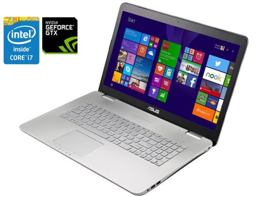 Ігровий ноутбук Asus N751JX / 17.3" (1920x1080) TN / Intel Core i7-4720HQ (4 (8) ядра по 2.6 - 3.6 GHz) / 8 GB DDR3 / 256 GB SSD / nVidia GeForce GTX 950M, 2 GB GDDR5, 128-bit / WebCam / Win 10 / АКБ не тримає