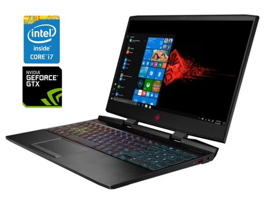 Игровой ноутбук Б-класс HP Omen 15-dc1054nr / 15.6" (1920x1080) IPS / Intel Core i7-9750H (6 (12) ядер по 2.6 - 4.5 GHz) / 16 GB DDR4 / 512 GB SSD NVMe / nVidia GeForce GTX 1660 Ti, 6 GB GDDR6, 192-bit / WebCam