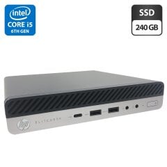 Неттоп HP EliteDesk 800 G3 Desktop Mini USFF / Intel Core i5-6500T (4 ядер по 2.5 - 3.1 GHz) / 4 GB DDR4 / 240 GB SSD / Intel UHD Graphics 630