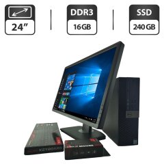Комплект ПК: компьютер Dell OptiPlex 3040 SFF / Intel Core i5-6400 (4 ядра по 2.7 - 3.7 GHz) / 16 GB DDR3 / 240 GB SSD / Intel HD Graphics 530 + Монитор 24" (1920x1080) TN / Разные бренды