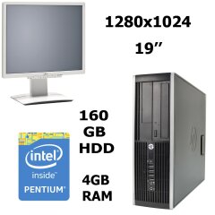 HP 6000 Pro SFF / Intel® Core™2 Duo E7500 (2 ядра по 2.93GHz) / 4 GB DDR3 / 160 GB HDD + Монитор Fujitsu-Siemens B19-6 LED / 19'' / 1280х1024 / встроенные колонки