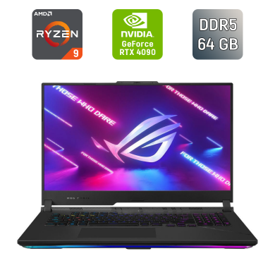 Игровой ноутбук Asus ROG Strix G733PY / 17.3" (2560x1440) IPS / AMD Ryzen 9 7945HX (16 (32) ядер по 2.5 - 5.4 GHz) / 64 GB DDR5 / 1000 GB SSD / nVidia GeForce RTX 4090, 16 GB GDDR6, 256-bit / WebCam / HDMI / Windows 11