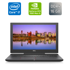 Ігровий ноутбук Б-клас Dell Inspiron 7577 / 15.6" (1920x1080) IPS / Intel Core i7-7700HQ (4 (8) ядра по 2.8 - 3.8 GHz) / 16 GB DDR4 / 128 GB SSD + 500 GB HDD / nVidia GeForce GTX 1060 Max-Q, 6 GB GDDR5, 192-bit / WebCam