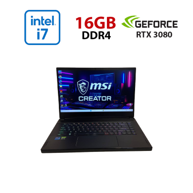 Игровой ноутбук Б-класс MSI Creator 15 A11UH / 15.6" (1920x1080) IPS / Intel Core i7-11800H (8 (16) ядер по 1.9 - 4.6 GHz) / 16 GB DDR4 / 512 GB SSD / nVidia GeForce RTX 3080, 8 GB GDDR6, 256-bit / WebCam