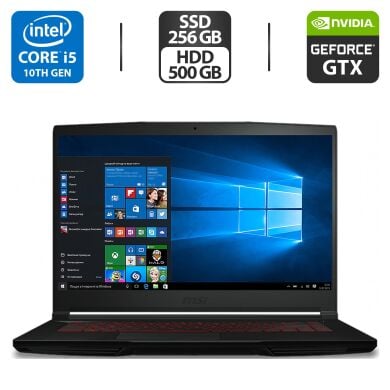 Игровой ноутбук MSI GF63 Thin 10SC / 15.6" (1920x1080) IPS / Intel Core i5-10500H (6 (12) ядер по 2.5 - 4.5 GHz) / 16 GB DDR4 / 256 GB SSD + 500 GB HDD / nVidia GeForce GTX 1650 Max-Q, 4 GB GDDR6, 128-bit / WebCam / HDMI
