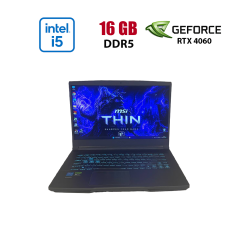 Игровой ноутбук MSI Thin 15 B13vf / 15.6" (1920x1080) IPS / Intel Core i5-13420H (8 (12) ядер по 3.4 - 4.6 GHz) / 16 GB DDR5 / 512 GB SSD / nVidia GeForce RTX 4060, 8 GB GDDR6, 128-bit / WebCam