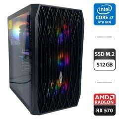 Ігровий ПК 1stPlayer Ariya AY7 Tower / Intel Core i7-6700 (4 (8) ядра по 3.4 - 4.0 GHz) / 32 GB DDR4 / 512 GB SSD M.2 / AMD Radeon RX 570, 8 GB GDDR5, 256-bit / 500W + Кабелі HDMI та живлення