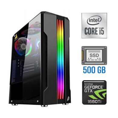Ігровий ПК Tower / Intel Core i5-10400F (6 (12) ядер по 2.9 - 4.3 GHz) / 16 GB DDR4 / 500 GB SSD / nVidia GeForce GTX 1660 Ti, 6 GB GDDR6, 192-bit