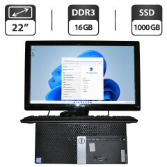 Комплект ПК: Dell OptiPlex 5040 Tower / Intel Core i5-6500 (4 ядра по 3.2 - 3.6 GHz) / 16 GB DDR3 / 1000 GB SSD / Intel HD Graphics 530 + Монитор Б-класс 22" (1680x1050) TN / VGA, DVI / Разные бренды + Клавитура, мышка, кабели, Windows 11 Pro