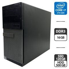 Компьютер Dell OptiPlex 790 Tower / Intel Core i7-2600 (4 (8) ядра по 3.4 - 3.8 GHz) / 16 GB DDR3 / 120 GB SSD + 500 GB HDD / Intel HD Graphics 2000