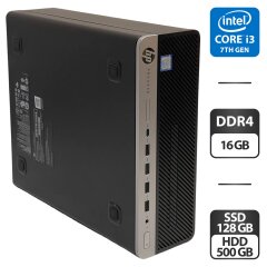 Компьютер HP ProDesk 600 G3 SFF / Intel Core i3-7100 (2 (4) ядра по 3.9 GHz) / 16 GB DDR4 / 128 GB SSD + 500 GB HDD / Intel HD Graphics 630 / Windows 10 Pro
