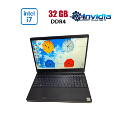 Мобильна рабоча станция Dell Precision 7550 / 15.6" (1920x1080) IPS / Intel Core i7-10875H (8 (16) ядер по 2.3 - 5.1 GHz) / 32 GB DDR4 / 256 GB SSD + 256 GB SSD / nVidia Quadro T1000, 4 GB GDDR5, 128-bit / WebCam