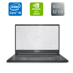 Мобильная рабочая станция MSI WS66 11UMT / 15.6" (1920x1080) IPS Touch / Intel Core i9-11900H (8 (16) ядер по 2.1 - 4.9 GHz) / 32 GB DDR4 / 1000 GB SSD / nVidia RTX A5000, 16 GB GDDR6, 256-bit / WebCam / Windows 11