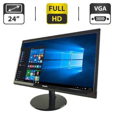 Монитор Philips V Line 246V5LHAB/00 / 24" (1920x1080) TN / VGA, DVI, HDMI, USB-Hub / Встроенные колонки 2x 4W / VESA 100x100 + Кабель питания