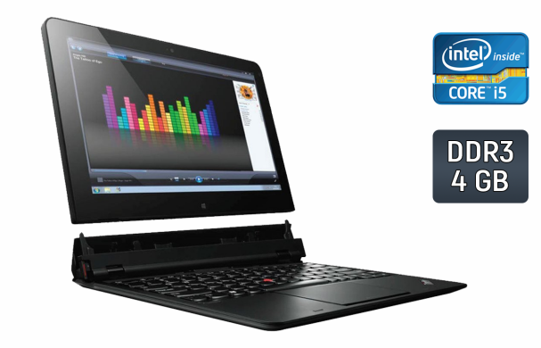 Нетбук-трансформер Lenovo ThinkPad Helix / 11.6" (1920x1080) IPS Touch / Intel Core i5-3427U (2 (4) ядра по 1.8 - 2.8 GHz) / 4 GB DDR3 / 180 GB SSD / Intel HD Graphics 4000 / WebCam / Windows 10