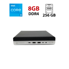 Неттоп HP ProDesk 600 G5 DM USFF / Intel Core i5-9400T (6 ядер по 1.8 - 3.4 GHz) / 8 GB DDR4 / 256 GB SSD M.2 NVMe / Intel UHD Graphics 630 / Win 11 Pro Lic