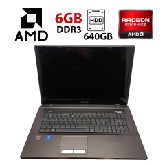 Ноутбук Asus K72 / 17.3" (1600x900) TN / AMD A6-3420M (4 ядра по 1.5 - 2.4 GHz) / 6 GB DDR3 / 640 GB HDD / AMD Radeon HD 7670M, 1 GB DDR3, 128-bit / WebCam