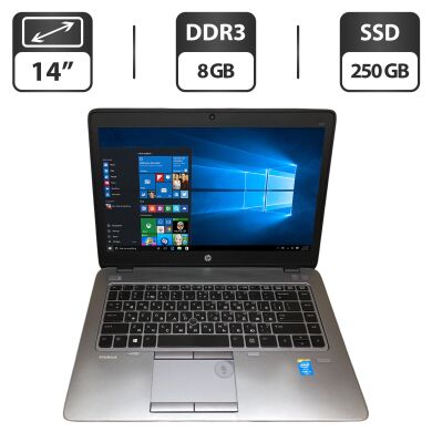 Ноутбук Б-класс HP EliteBook 840 G2 / 14" (1600x900) TN / Intel Core i5-5300U (2 (4) ядра по 2.3 - 2.9 GHz) / 8 GB DDR3 / 250 GB SSD / Intel HD Graphics 5500 / WebCam