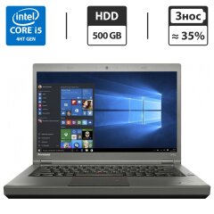 Ноутбук Б-клас Lenovo ThinkPad T440p / 14" (1366x768) TN / Intel Core i5-4200M (2 (4) ядра по 2.5 - 3.1 GHz) / 4 GB DDR3 / 500 GB HDD / Intel HD Graphics 4400 / WebCam / DVD-ROM