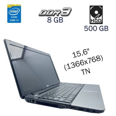 Ноутбук Б клас Acer Aspire E1-531G / 15.6" (1366x768) TN / Intel Core i3-2348M (2 (4) ядра по 2.3 GHz) / 8 GB DDR3 / 500 GB HDD / nVidia GeForce GT 710M, 1 GB DDR3, 64-bit / WebCam Ноутбук Б клас Acer Aspire E1-531G / 15.6" (1366x768) TN / Intel Core i3-2348M (2 (4) ядра по 2.3 GHz) / 8 GB DDR3 / 500 GB HDD / nVidia GeForce GT 710M, 1 GB DDR3, 64-bit / WebCam