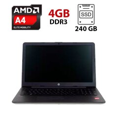 Ноутбук HP 15-db0521ng / 15.6" (1366x768) TN / AMD A4-9125 (2 ядра по 2.3 - 2.6 GHz) / 4 GB DDR3 / 240 GB SSD / AMD Radeon R3 Graphics / WebCam