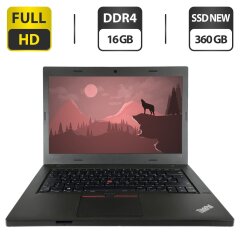 Ноутбук Lenovo ThinkPad L470 / 14" (1920x1080) IPS / Intel Core i7-6600U (2 (4) ядра по 2.6 - 3.4 GHz) / 16 GB DDR4 / 360 GB SSD NEW / Intel HD Graphics 520 / WebCam / HDMI / Windows 10 Pro